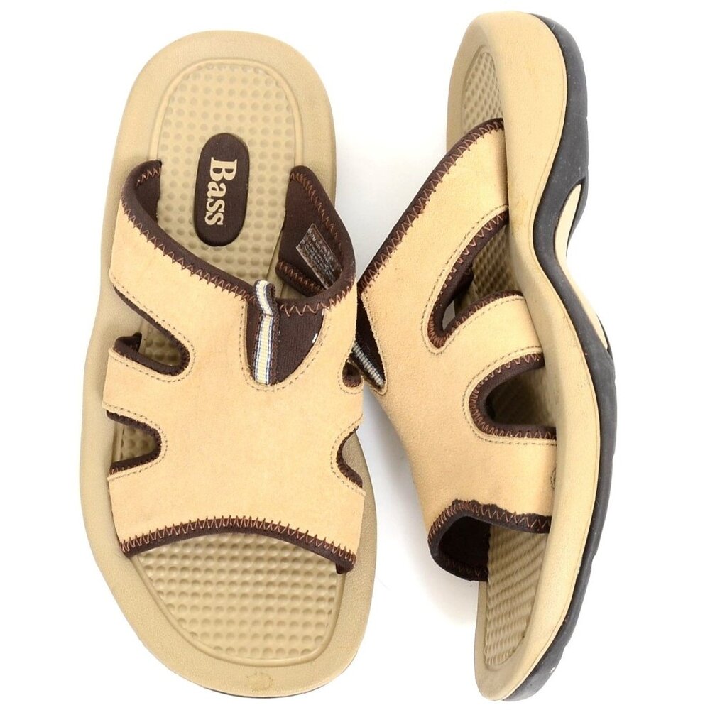 Bass Canoe Women's 7 Comfort Slide Sandals Suede Leather Fisherman Slip On